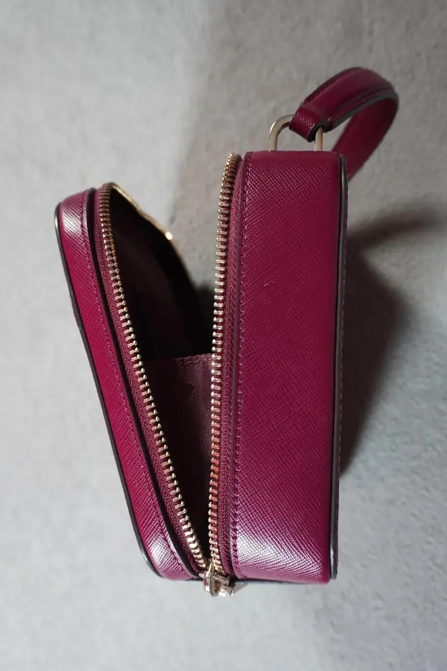 Kate Spade Satchel Bag Womens Small Burgundy Leather Cat Face Top Handle Zip